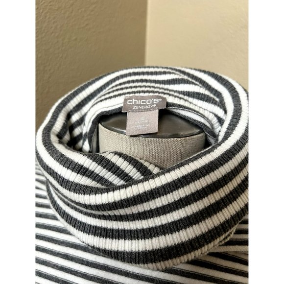 CHICO'S ZENERGY women's sweater striped cowl neck casual size Size 2 LARGE - Picture 4 of 4